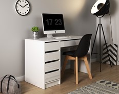 Meble IDA proste minimalistyczne biurko / toaletka z szufladami biały połys