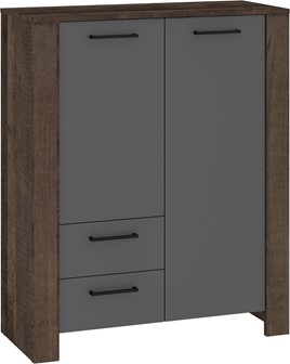 meble DELIS 08 regał z drzwiami szufladami do salonu dąb grange grafit