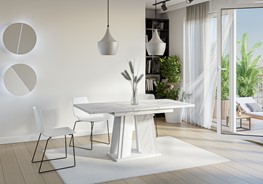 DOHA nowoczesny stół rozkładany do salonu jadalni 120x80 biały marmur biały