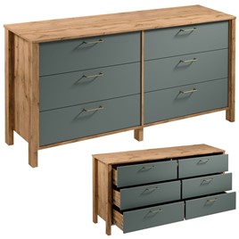 meble INDYGO K6S komoda z szufladami do salonu sypialni dąb wotan zieleń