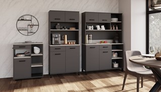 meble kuchenne LINDA bufet 80+120+R7 szafka kawiarka kredens antracyt beton