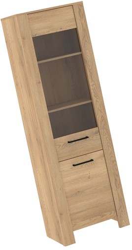 meble DELIS 15 wysoka wąska witryna do salonu dąb cremona