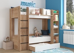 Łóżko piętrowe dziecięce młodzieżowe 2 osobowe 80x200 EVEST sonoma biały