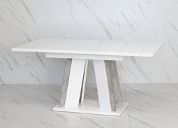 DOHA nowoczesny stół rozkładany do salonu jadalni 120x80 biały połysk beton