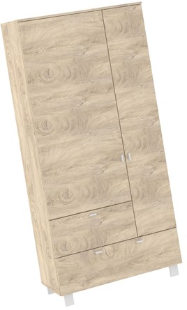 meble GAVES 14 szafa z drążkiem półkami do przedpokoju dąb endgrain biały