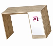 meble NICO 10 biurko gamingowe komputerowe młodzieżowe dąb jasny biały róż