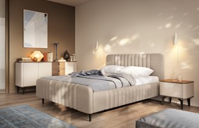 meble AURENA #7 sypialnia łóżko tapicerowane komoda szafka nocna cashmere