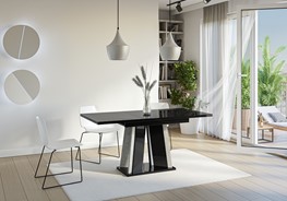 DOHA nowoczesny stół rozkładany do salonu jadalni 120x80 czarny poł./ beton