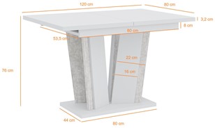 DOHA 2 nowoczesny stół rozkładany do salonu jadalni czarny połysk / beton