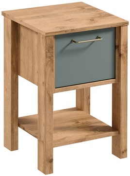 meble INDYGO SN nakastlik stolik szafka nocna do sypialni dąb wotan zieleń