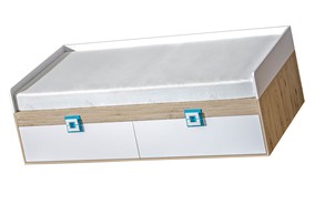 meble NICO 14 łóżko dziecięce młodzieżowe 90x200 bez mat. dąb biały turkus