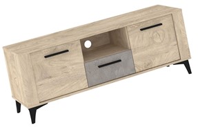 meble MIGES 10 komoda stolik szafka RTV na nóżkach dąb endgrain beton szary