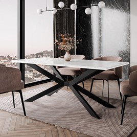 FLORA nowoczesny loftowy stół do salonu jadalni 190x90 biały marmur czarny