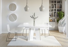 DOHA nowoczesny stół rozkładany do salonu jadalni 120x80 biały połysk beton