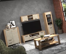 meble DELIS #2 regał szafka RTV wytryna półka stolik kawowy dąb cremona grm