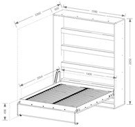 meble PEFE 140 półkotapczan pionowy łóżko chowane w szafie bez mat biały cz
