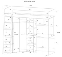 Łóżko piętrowe z biurkiem szafą narożną antresola FLO L craft biały grafit