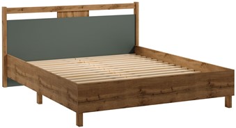 meble INDYGO L160 łóżko 160x200 do sypialni bez materaca dąb wotan zieleń