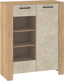 meble DELIS 14 niska witryna do salonu dąb cremona granada migdał