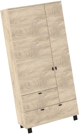 meble GAVES 14 szafa z drążkiem półkami do przedpokoju dąb endgrain czarny