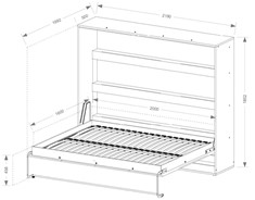 meble PEFE 160 półkotapczan poziomy łóżko chowane składane bez mat biały cz