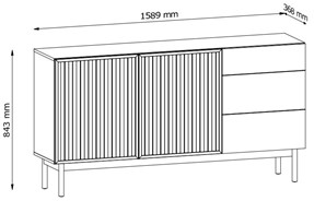 meble SAORI K2D3S duża komoda z szufladami drzwiami lamelami dąb cremona