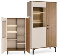 meble AURENA 03 LED nowoczesna niska witryna na nóżkach orzech cashmere