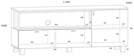 meble GAVES 13 komoda stolik szafka RTV loft do salonu dąb artisan czarny