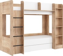 Łóżko piętrowe dziecięce młodzieżowe 2 osobowe 80x200 EVEST sonoma biały