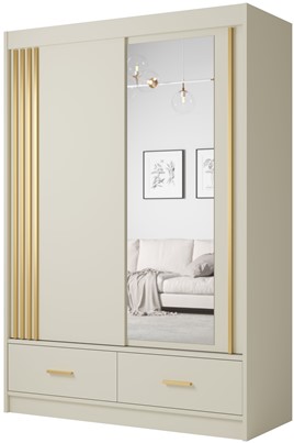 CA35-15 szafa przesuwna z szufladami lustrem lamelami cashmere kaszmir UZP