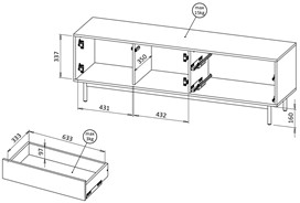 meble TILA 04 duża szafka RTV z szufladami drzwiami dąb olejowany cashmere
