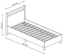meble INDYGO L90 łóżko pojedyncze 90x200 do sypialni bez mat dąb wotan beż