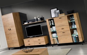 meble JOHN 2 #6 szafa szafka RTV półka wisząca komoda witryna dąb lefkas