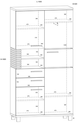 meble MILAR 12 szafa loft 3d2s