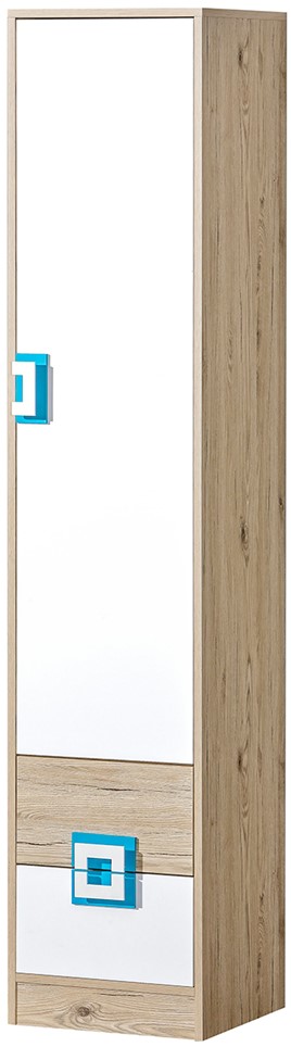 meble NICO 05 regał z półkami szufladami drzwiami zamknięty dąb biały turku