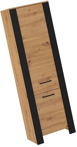 meble DELIS 01 wąski regał zamknięty z półkami bieliźniarka dąb artisan cza