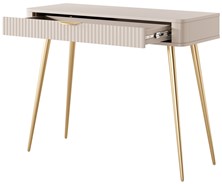 meble LENTA J konsola toaletka z szufladą na nóżkach do sypialni beż złoty