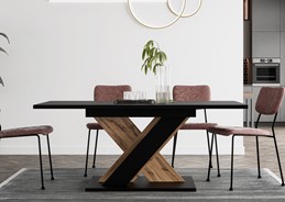 TX1 nowoczesny stół rozkładany do salonu kuchni jadalni 120/160x80 czarny w