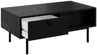 FLOW ława nowoczesny stolik kawowy z szufladą do salonu marmur royal czarny