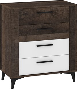 meble MIGES 05 komoda z szufladami do salonu sypialni dąb grange biały poły