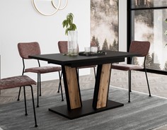 MU1 nowoczesny stół rozkładany do salonu kuchni jadalni 120/160x80 czarny w