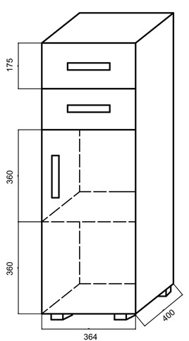 meble biurowe WORK BR10/400 niski wąski regał z szufladami drzwiami 40