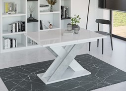 XAO nowoczesny stół rozkładany do salonu 120/160x90 K350 biały połysk beton