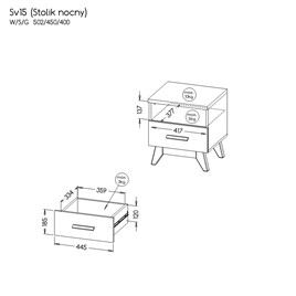 meble SVEN 15 stolik szafka nocna z szufladą półką skandynawska sosna / dąb