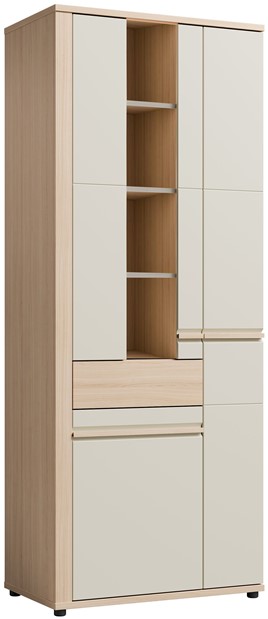 meble SOLO 02 duża witryna do salonu z szufladą dąb riva cashmere kaszmir