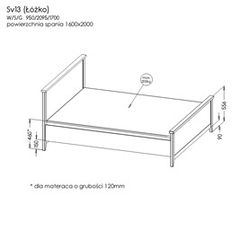 meble SVEN 13 łóżko 160x200 skandynawskie do sypialni bez materaca sosna