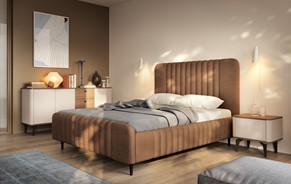 meble AURENA #5 sypialnia łóżko tapicerowane komoda szafka nocna cashmere