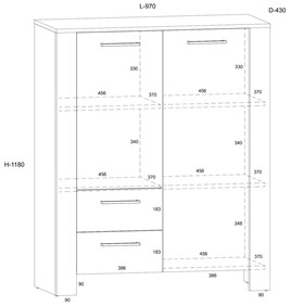 meble DELIS 08 regał z drzwiami szufladami do salonu craft złoty granada br