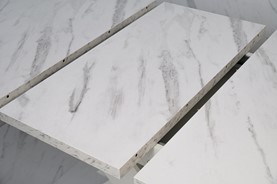 DUBAI nowoczesny stół rozkładany do salonu jadalni 120x80 biały marmur bia.