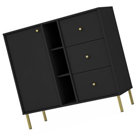 meble TOKYO 824 komoda z szufladami do salonu na nóżkach czarny grafit N2